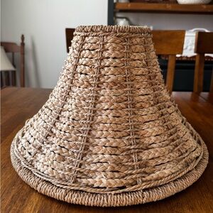Vtg Natural handwoven Basket Lampshade 15” boho